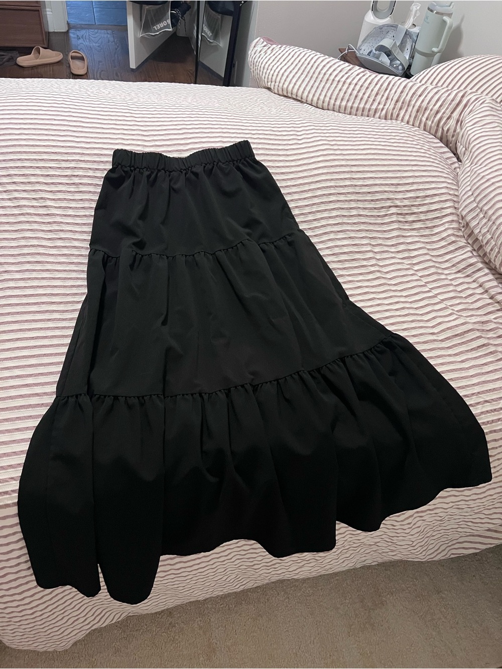 Women's Black Tiered Maxi Skirt - Picture 2 of 3